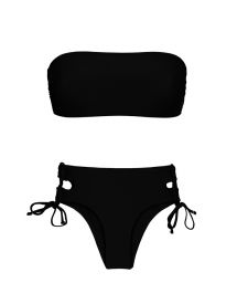 Black laced larger-side bikini with bandeau top - BLACK RETO