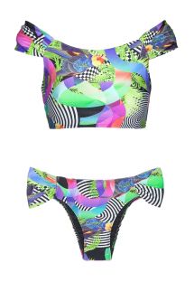 Wycięte bikini z szerokimi bokami, pokrywający stanik typu Bardot - BOSSA SHOULDER HIPSTER