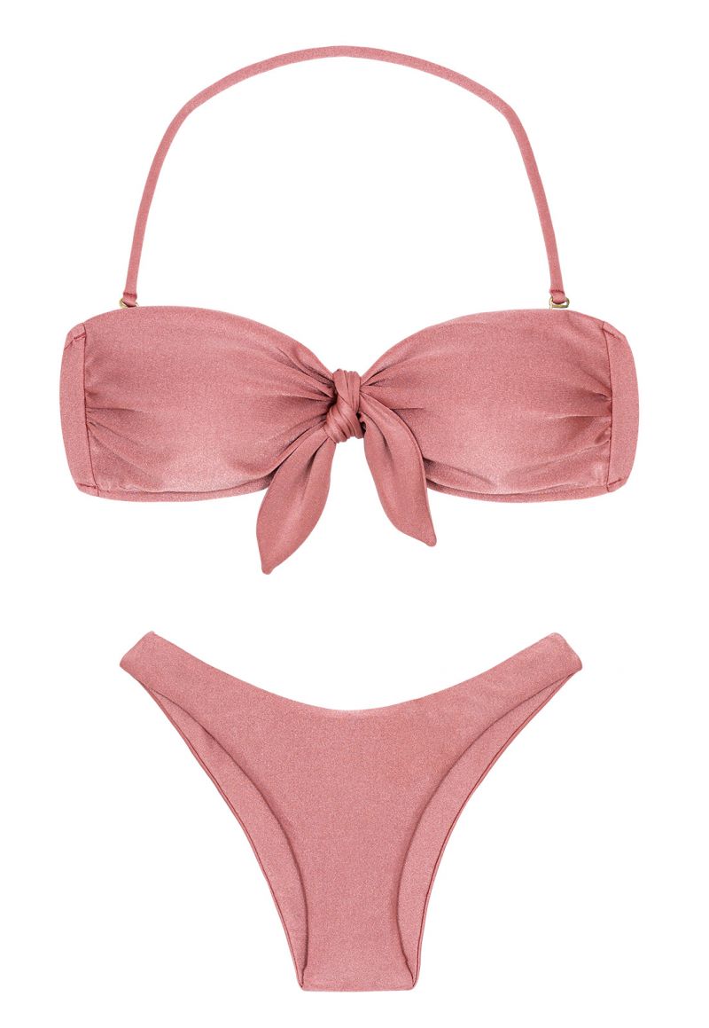 Iridescent Pink High-leg Bikini With Bandeau Top - Callas Bandeau - Rio de  Sol