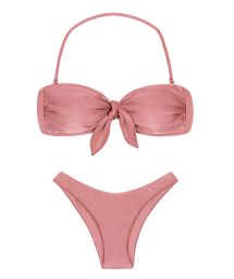 Iridescent pink high-leg bikini with bandeau top - CALLAS BANDEAU