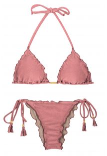 Iridescent pink side-tie scrunch bikini - CALLAS FRUFRU