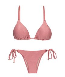 Accessorized iridescent pink Brazilian bikini - CALLAS INVISIBLE