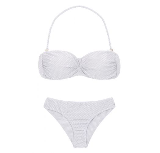 White textured fixed scrunch bikini - CLOQUE BRANCO BANDEAU
