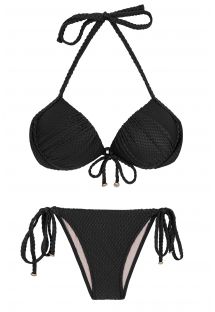 Balconette-Push-Up-Bikini schwarz texturiert - CLOQUE PRETO BALCONET