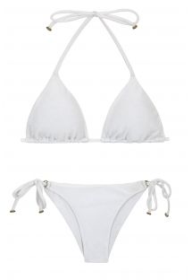 Bikini blancode de top triángulo blanco con detalle oro - DUNA TRI BRANCO