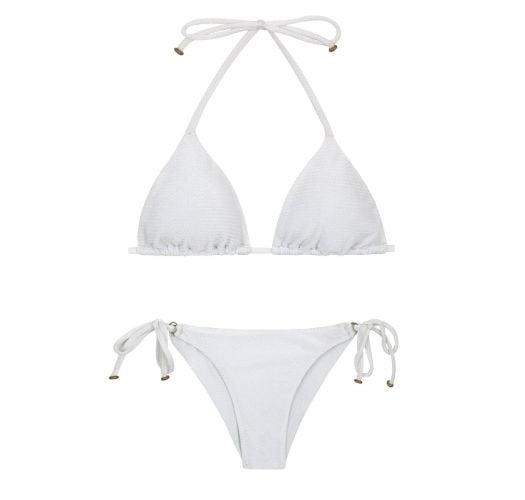 Textured Triangle White Bikini With Golden Details - Duna Tri Branco ...