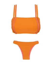 Бикини оранжевого цвета с лифом-бра на контрастных лямках и двусторонними плавками - DUO ORANGE