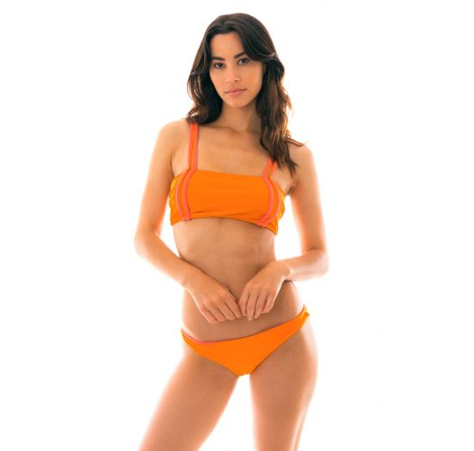 Orange bra bikini with pink details and reversible bottom - DUO ORANGE