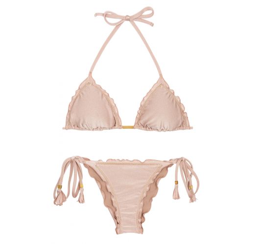 Accessorized nude pink Brazilian scrunch bikini - ESSENCE FRUFRU
