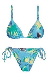 Accessorized floral blue side-tie bikini - FLOWER GEOMETRIC INV COMFORT