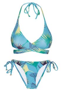 Bikini  gráfico azul accesorio con top cruzado - FLOWER GEOMETRIC TRANSP COMFORT