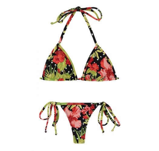 Side Tie String Bikini In Floral And Polka Dot Print Ilha Bela Micro