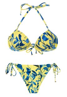 Yellow and blue print scrunch bikini - LEMON FLOWER COMFORT