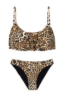 Fixed comfort cut ruffled bikini with leopard print - LEOPARDO BA COMFORT