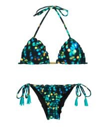 Skrynklad brasiliansk bikini med mönster och vågiga kanter - LUCE FRUFRU