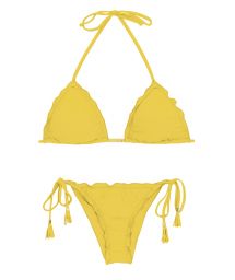 Rynkad gul bikini med pompoms - MELON EVA