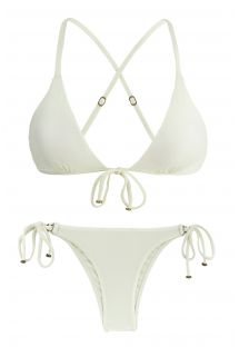 Bikini cruzado blanco  roto con accesorios - PEROLA TRI ARG