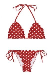 BBS X RIO DE SOL - Wavy red scrunch bikini in polka dots - POA RED FRUFRU