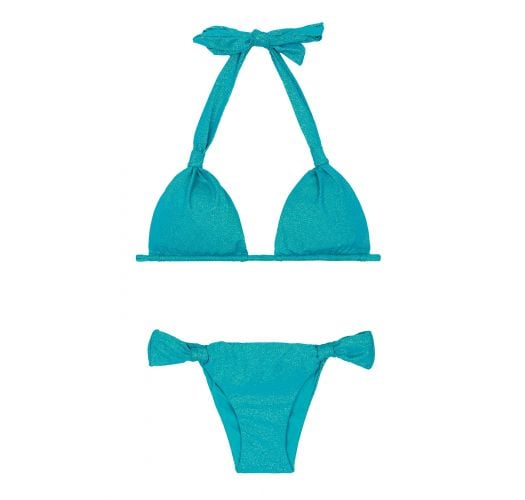 Triangle Scarf Bikini In Shiny Blue Lurex - Radiante Azul Cortinao ...
