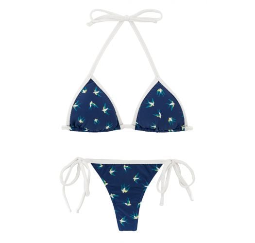 Navy Blue Side-tie String Bikini With White Ties - Seabird Micro - Rio ...