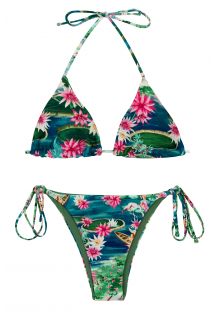 Bikini brésilien à nouer tropical vert/bleu - SET AMAZONIA TRI-INV IBIZA