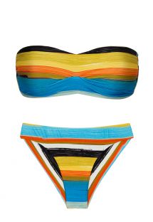 Bikini brasileño sin tirantes fijo en rayas de colores - SET ARTSY BANDEAU-PLI NICE