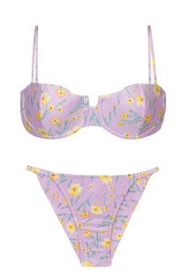 Textured pastel floral cheeky bikini with balconette top - SET CANOLA BALCONET CHEEKY-FIXO