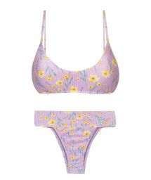 Wide waist purple bikini with flowers and bralette top - SET CANOLA BRALETTE RIO-COS