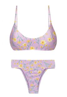 Bikini bralette lila con estampado de flores y braguita con cintura ancha - SET CANOLA BRALETTE RIO-COS