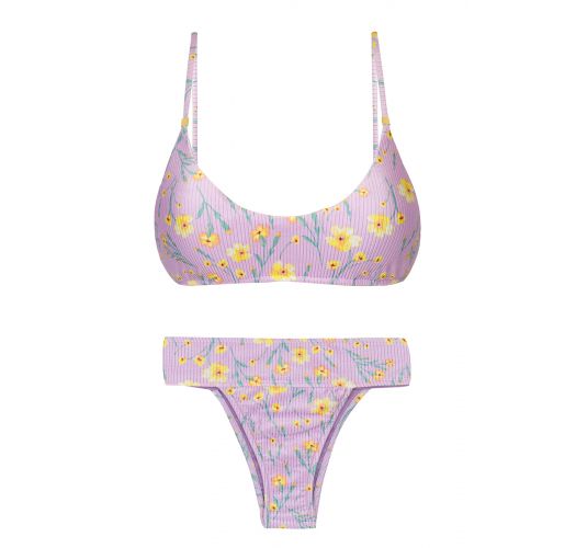 Bikini lilla con fiori girovita alto e reggiseno a bralette - SET CANOLA BRALETTE RIO-COS