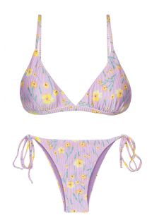 Purple Brazilian side-tie bikini with flowers - SET CANOLA TRI-FIXO IBIZA