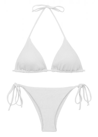 Weißer Geriffelter Cotele-branco Sol - Seitenschnüren Bikini de Set - Tri-inv Mit Rio Ibiza