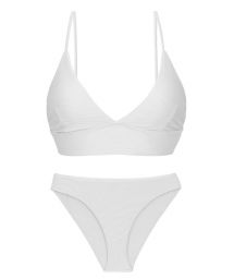 Ribbed white laced back bralette bikini - SET COTELE-BRANCO TRI-TANK COMFY