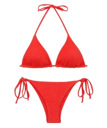 Bikini brésilien à nouer rouge côtelé - SET COTELE-TOMATE TRI-INV IBIZA