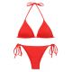 Red ribbed side-tied Brazilian bikini - SET COTELE-TOMATE TRI-INV IBIZA