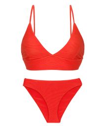 Ribbed red laced back bralette bikini - SET COTELE-TOMATE TRI-TANK COMFY