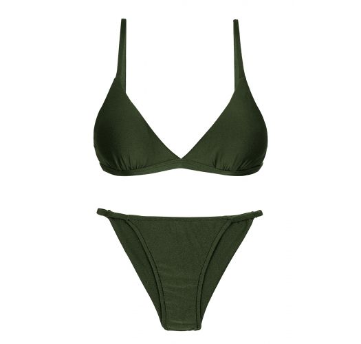 Dark green cheeky Brazilian bikini with slim sides - SET CROCO TRI-FIXO CHEEKY-FIXA
