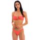 Embossed textured coral pink high leg bikini with front-tie top - SET DOTS-TABATA MILA HIGH-LEG