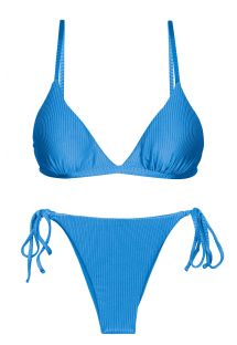 Bikini brasiliano blu testurizzato con lacci laterali - SET EDEN-ENSEADA TRI-FIXO IBIZA
