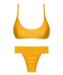 Bikini brassière réglable jaune orangé texturé - SET EDEN-PEQUI BRALETTE RIO-COS