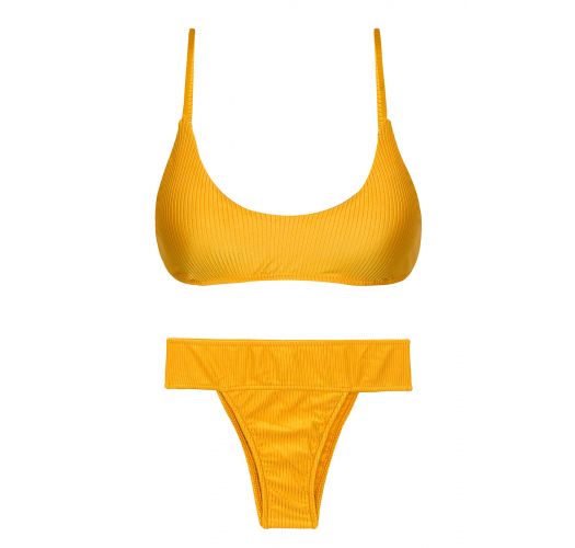Bikini giallo testurizzato a girovita alto con reggiseno a bralette - SET EDEN-PEQUI BRALETTE RIO-COS