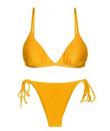 Bikini brésilien à nouer jaune orangé texturé - SET EDEN-PEQUI TRI-FIXO IBIZA