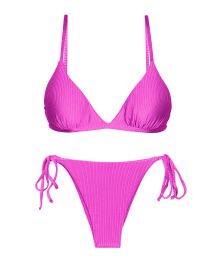 Textured magenta pink side-tie bikini - SET EDEN-PINK TRI-FIXO IBIZA