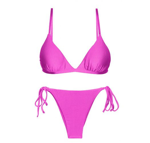 Bikini con tirantes y diseño texturizado en rosa - SET EDEN-PINK TRI-FIXO IBIZA