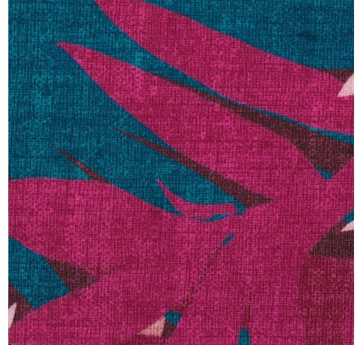 Pink & blue cheeky Brazilian bikini with leaf print - SET YUCCA BALCONET-PUSHUP CHEEKY-FIXA