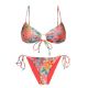 Coral pink printed bikini with front-tie top - SET FRUTTI MILA IBIZA-COMFY