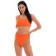 Pomarańczowe teksturowane bikini z wysokim stanem i skręconą liną - SET ST-TROPEZ-TANGERINA RETO HOTPANT-HIGH