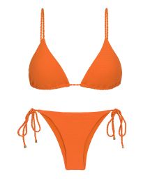 Orange textured Brazilian bikini with twisted ties - SET ST-TROPEZ-TANGERINA TRI-INV IBIZA