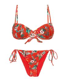 Red floral push-up balconette bikini - SET WILDFLOWERS BALCONET-PUSHUP IBIZA-COMFY