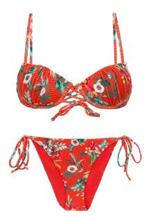 Bikini push-up balconet rojo con estampado floral - SET WILDFLOWERS BALCONET-PUSHUP IBIZA-COMFY